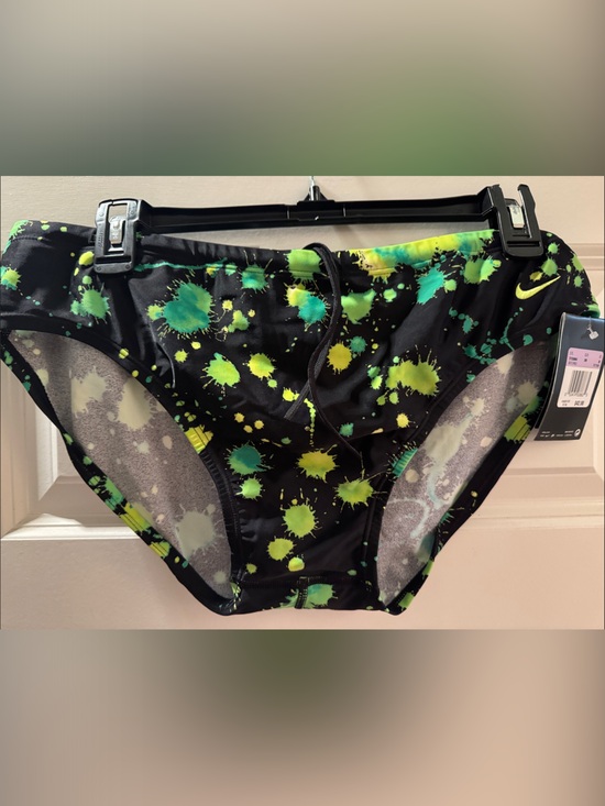 Nike Other - NIKE Black Swim Bottoms with Neon Green & Yellow Splash Print size 38